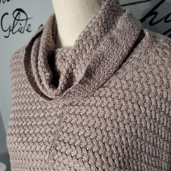 East Adeline Light Mauve Cowl Neck Sweater with Kangaroo Pocket, XL - Picture 3 of 8